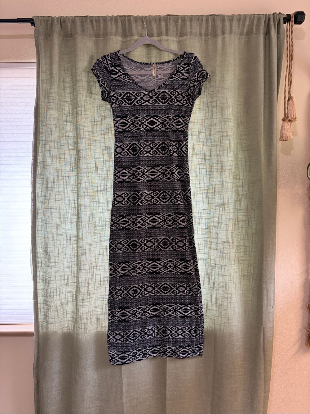 Espresso Black & White Patterned Midi Bodycon Dress